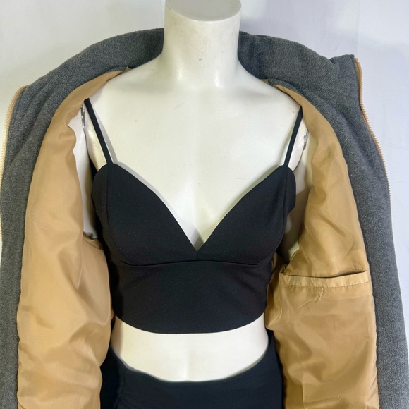 FEMINELLA BROWN PARKA COAT LONG WINTER TAN COAT FUR TRIM ON HOODIE SIZE SMALL - Picture 9 of 13